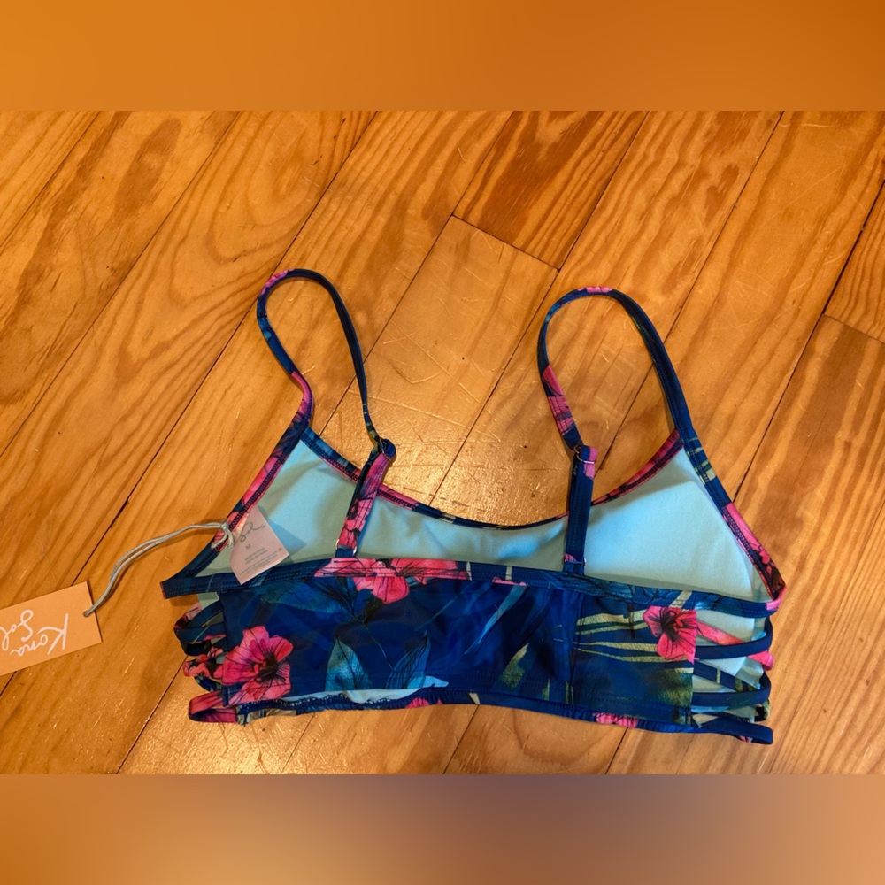 kona sol floral tropical bathing suit top size Medium new - Picture 3 of 6